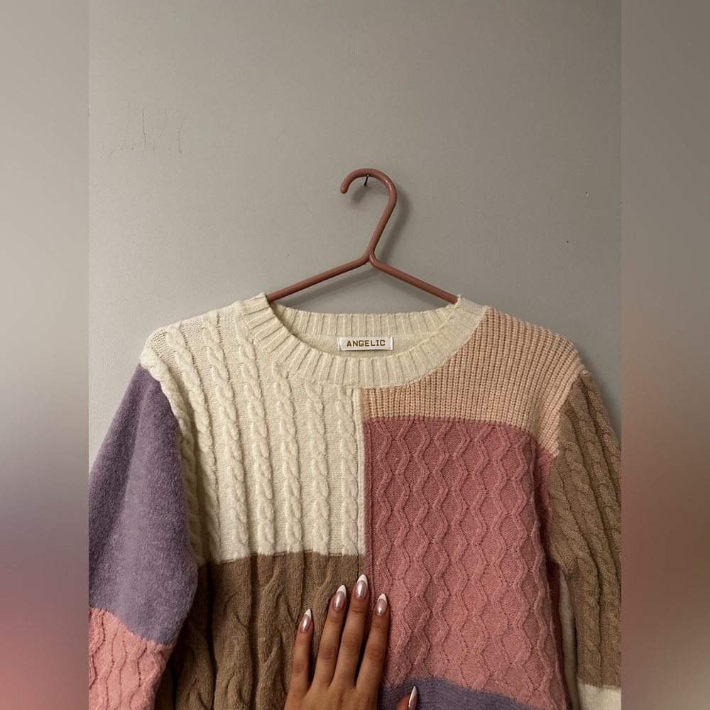 👼🏼🎀 ANGELIC 🎀👼🏼 patchwork crewneck knit sweater
